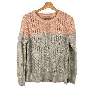 Banana Republic Factory Knit Colorblock Tank Pink Side Zip Wool Sweater M Petite